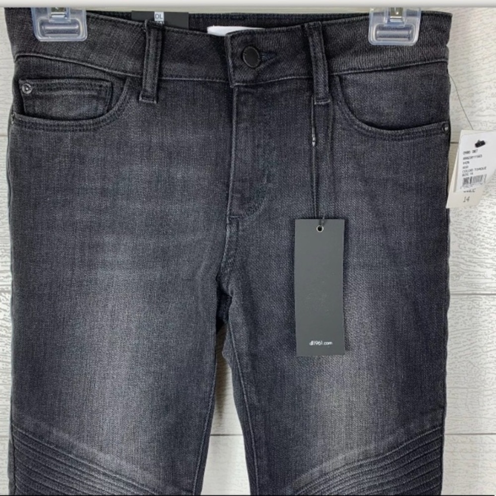 𝅺DL1961 Chloe Moto Skinny Jeans Girl 14 Torque - Picture 5 of 7